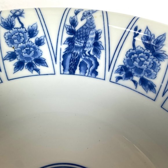 SADEK Kozan Gama Japan Centerpiece Bowl - Blue Flowers & Birds, Blue Trim - Picture 5 of 7